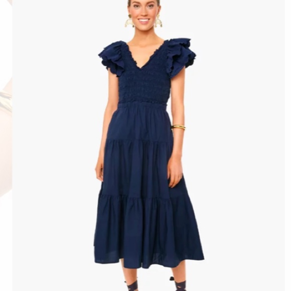 Navy Heidi Heart Quilted Flutter Sleeve Smocked Dress
SEA NEW YORK